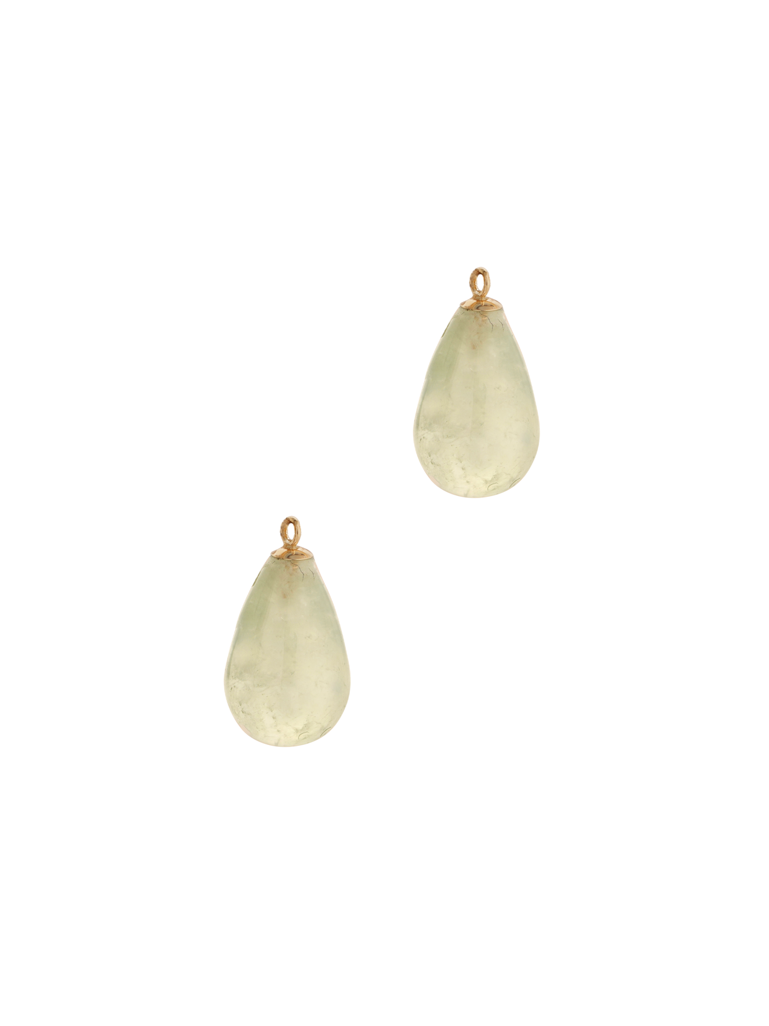 Prehnite droppers, 9ct gold